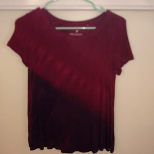 american eagle 2 tones red tie dye shirt